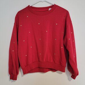 GAP Sweatshirt Girl's XXL Red With Hearts
